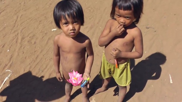 Travel to Cambodia, a village on Lake Tonle Sap, Cambodia's children