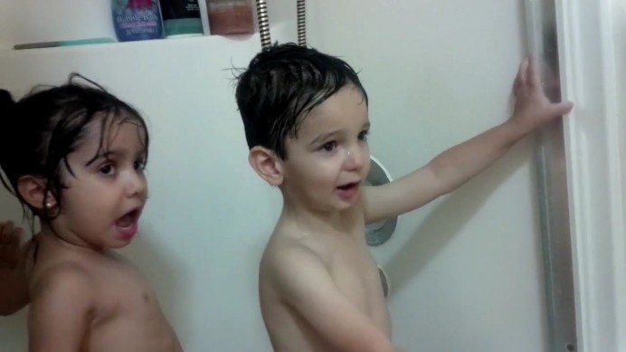 Brother Stepa and sister Masha are bathing in the bathroom - Bathing 005