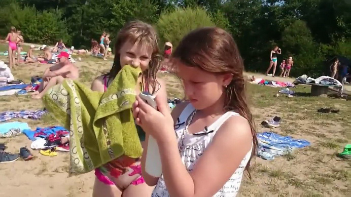 Race into the water. Fearless little-girls ones. (YT005) 60fps 720p FC Minsk Girls Soccer